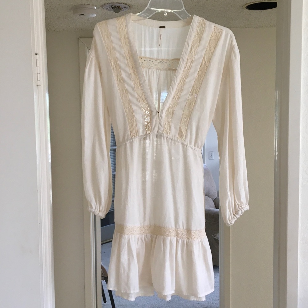 FP/CREAM-“RUGGED BEAUTY”LACE PANEL BOHO SWING DRESS